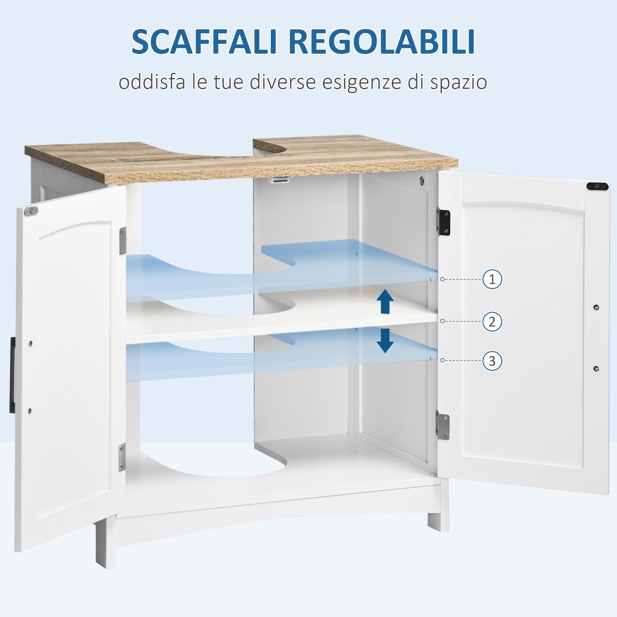 kleankin Bathroom Cabinet with 2 Doors and Adjustable Shelf, 60x33x60cm, Wood and White