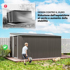 Garden Shed with Sliding Door, Steel, 345x280.5x169-201cm, Grey