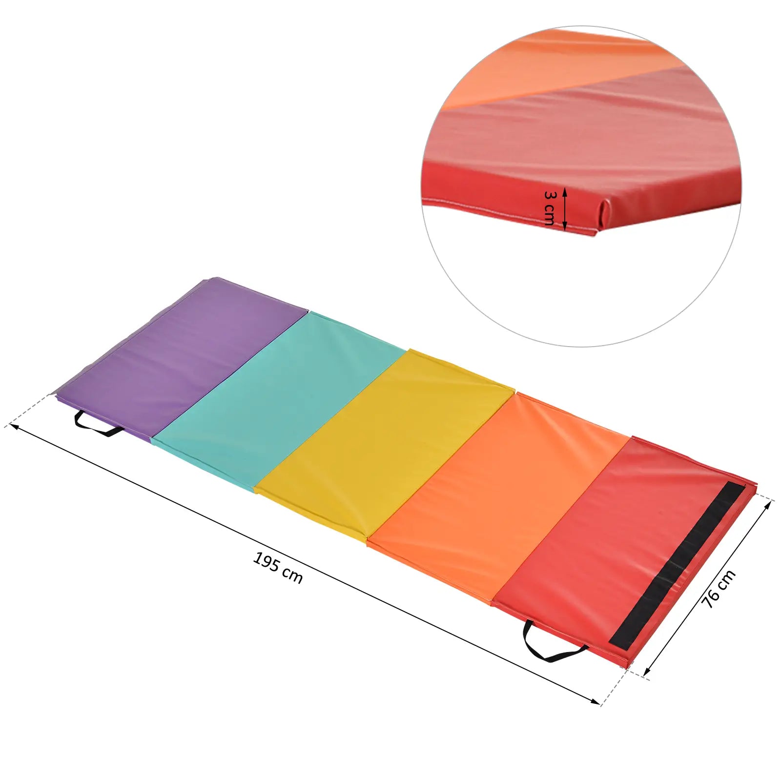 Fitness Mat for Gym and Home, 5 Folding Panels, 195x76x3cm - Borge' Group Limited