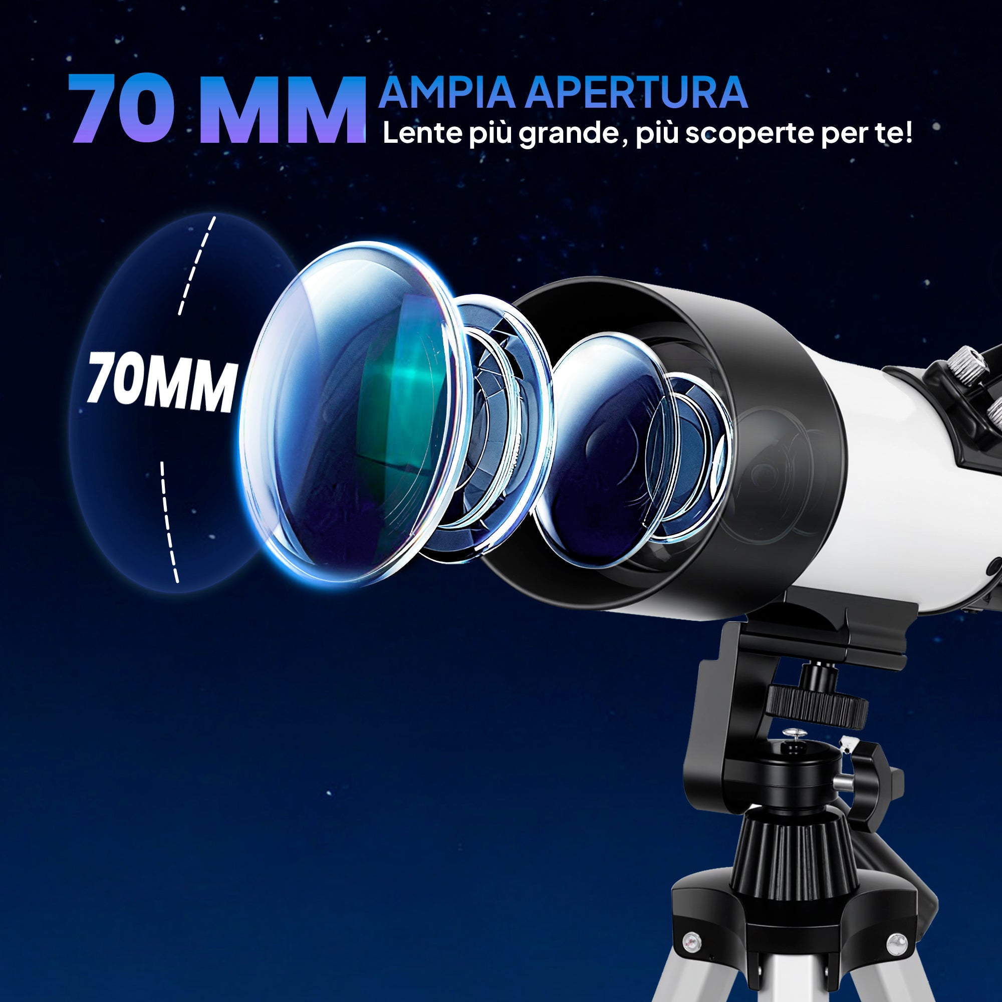 Outsunny 70mm Astronomical Telescope with 2 Eyepieces and Smartphone Adapter, 80x80x135 cm, Black and White