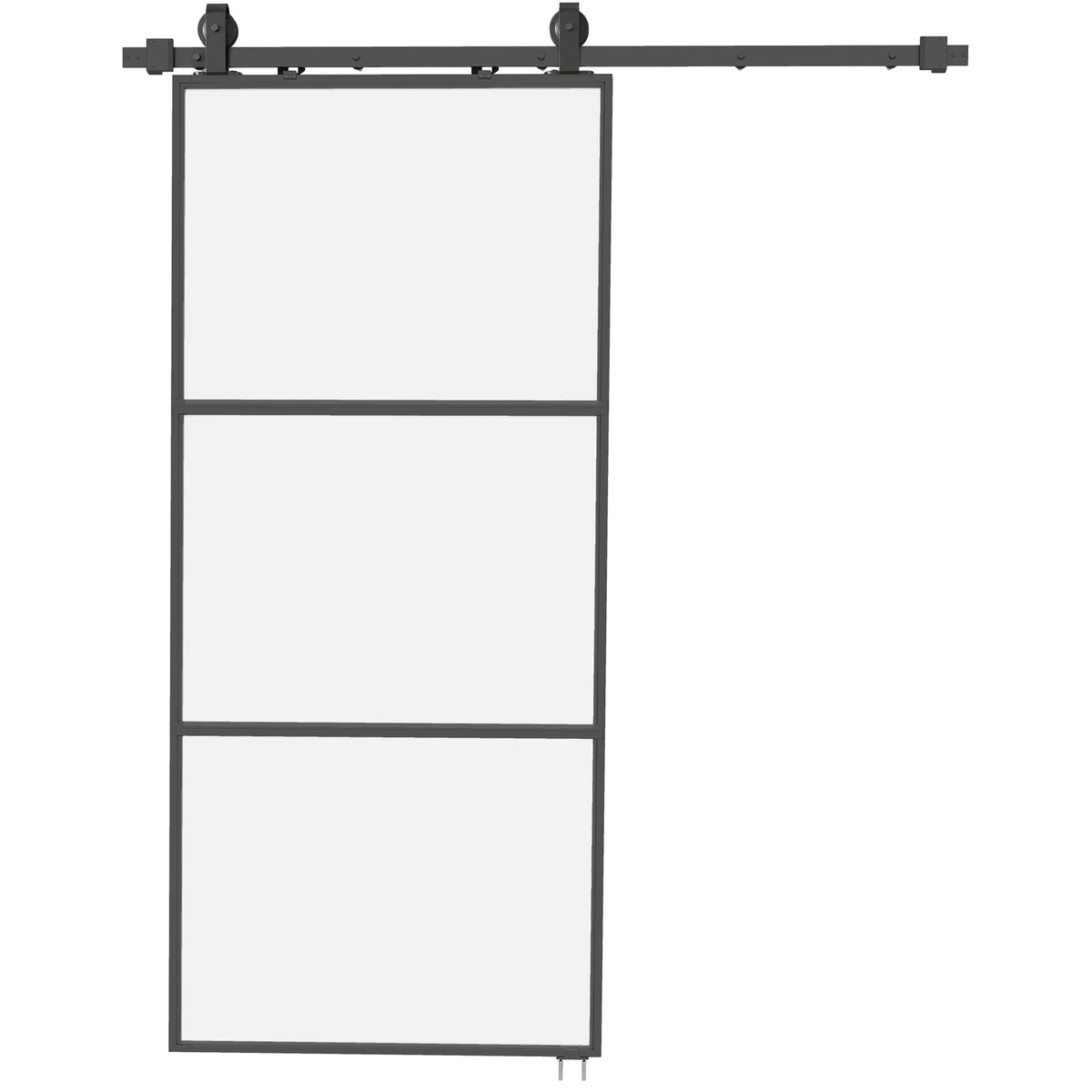 HOMCOM External Sliding Door 91.4x203.2cm in Satin Glass, Soft-close System, Industrial Style, Waterproof