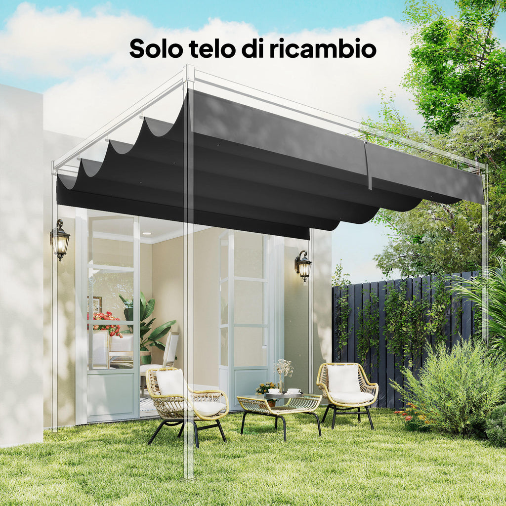 Outsunny Dark Grey Polyester Anti-UV Outdoor Pergola Cover with 8 Drainage Holes, 392x350 cm