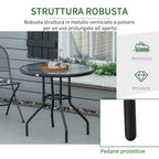 Outsunny Garden Table Round Coffee Table with Hole, 80cm, Black