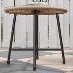 3 Piece PE Rattan and Steel Garden Set with 2 Oval Chairs and Coffee Table, Black and Wood Color