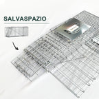 Foldable Steel Trap Cage for Live Animals, 81x26x34.5cm, Silver