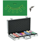 Poker Set for 7-8 Players with 300 Chips, 2 Decks of Cards and 5 Dice, in Aluminum and Polyester