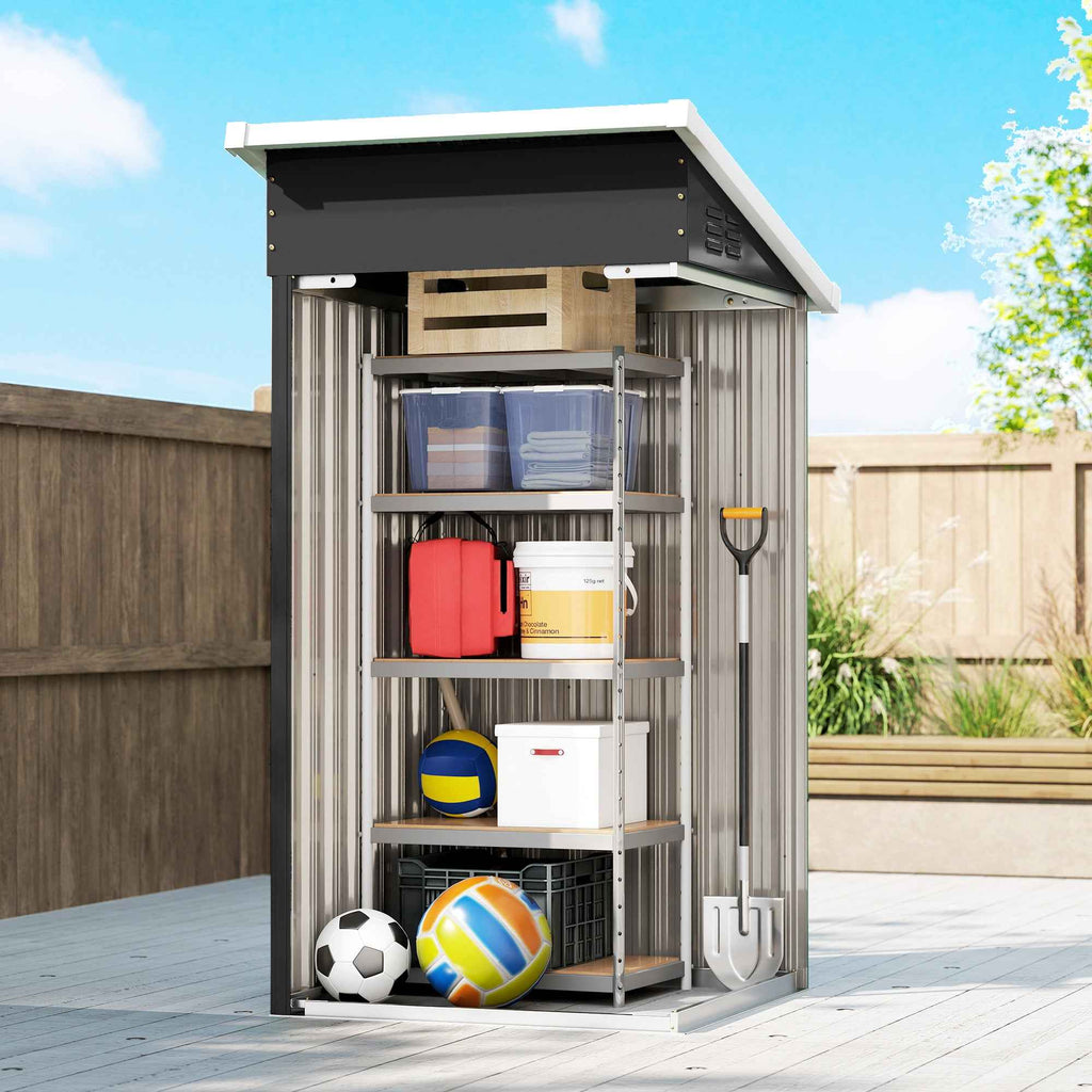 Outsunny Steel Garden Shed with Vents and Lockable Door, 107.5x91x185 cm, Dark Grey