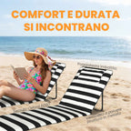 Outsunny Set of 2 Beach Chairs with Padded Headrest, Metal and Oxford Fabric, 146x50x2 cm, Grey and White