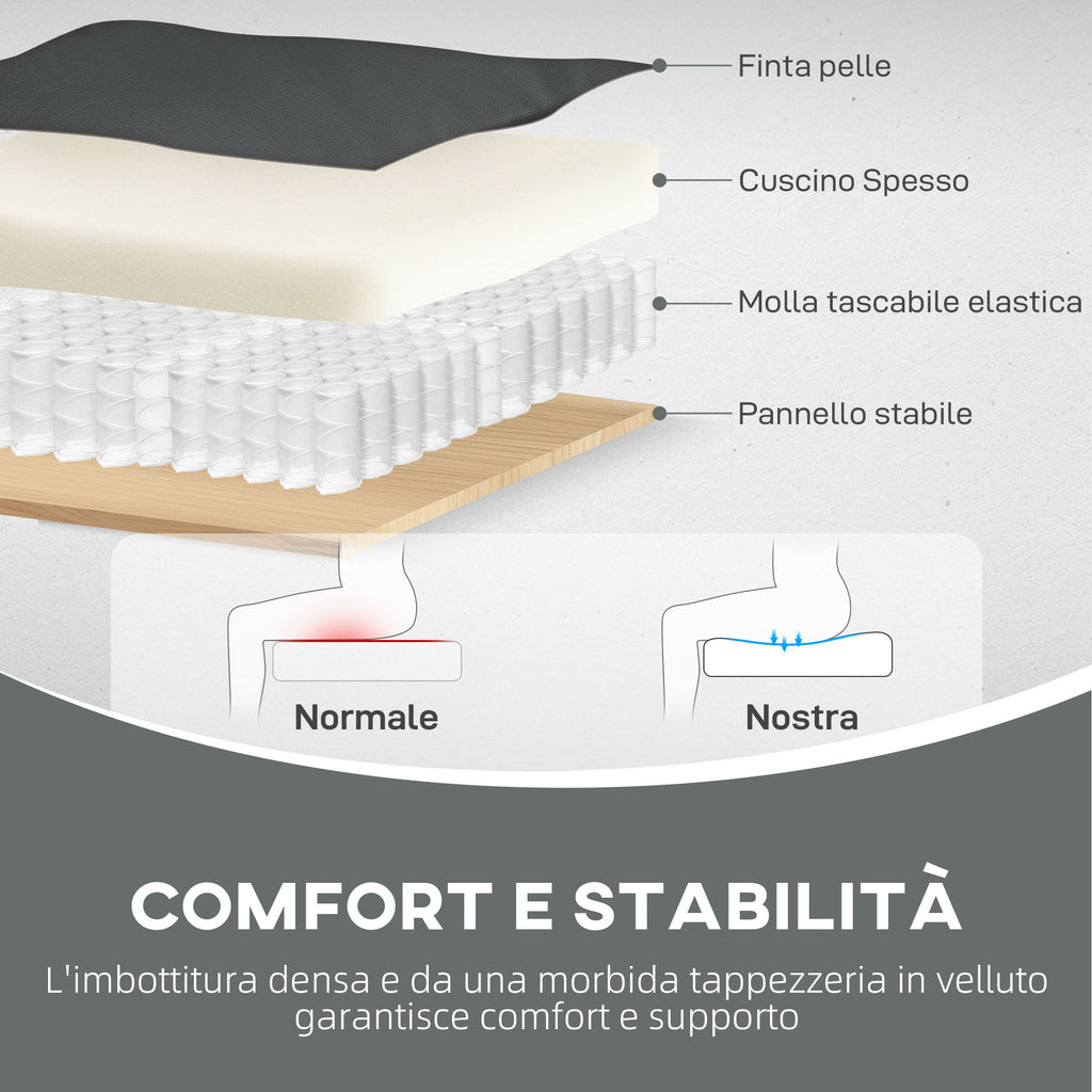 Chesterfield Style PU Faux Leather Lounge Chair with Wooden Legs, Black