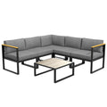 Outsunny garden living room with sofa and aluminum table with padded cushions, gray - Borgè
