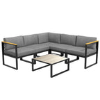 Outsunny garden living room with sofa and aluminum table with padded cushions, gray - Borgè