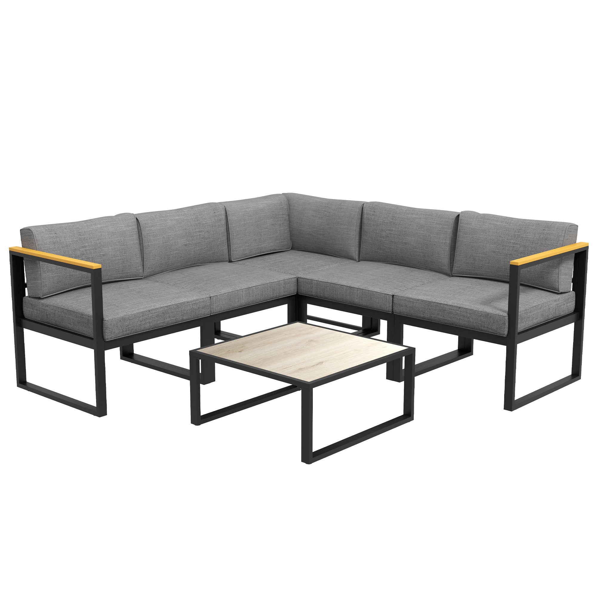 Outsunny garden living room with sofa and aluminum table with padded cushions, gray - Borgè