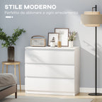 Modern 3-Drawer Chest of Drawers Without Handles for Bedroom and Living Room, 80x39x73 cm, White