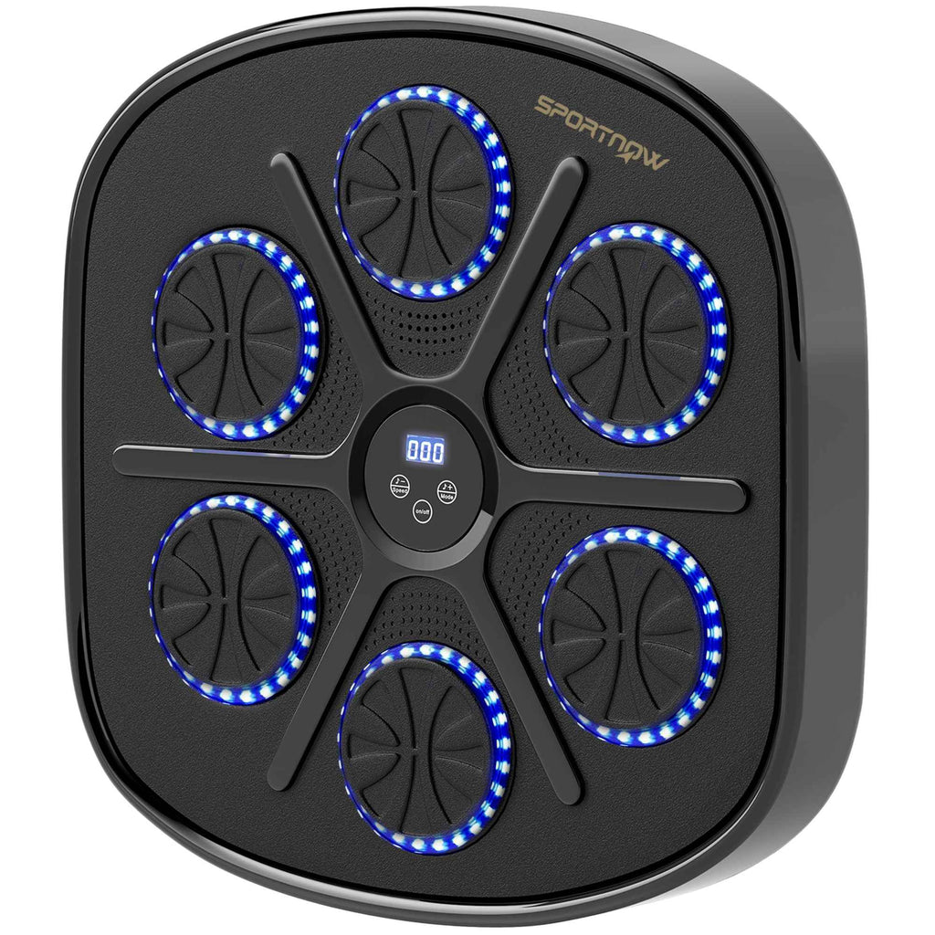 SPORTNOW Wall-Mounted Musical Boxing Machine with 9 Speeds, Bluetooth Connection and Gloves, 41.8 x 44.6 x 7.5 cm, Black and Blue