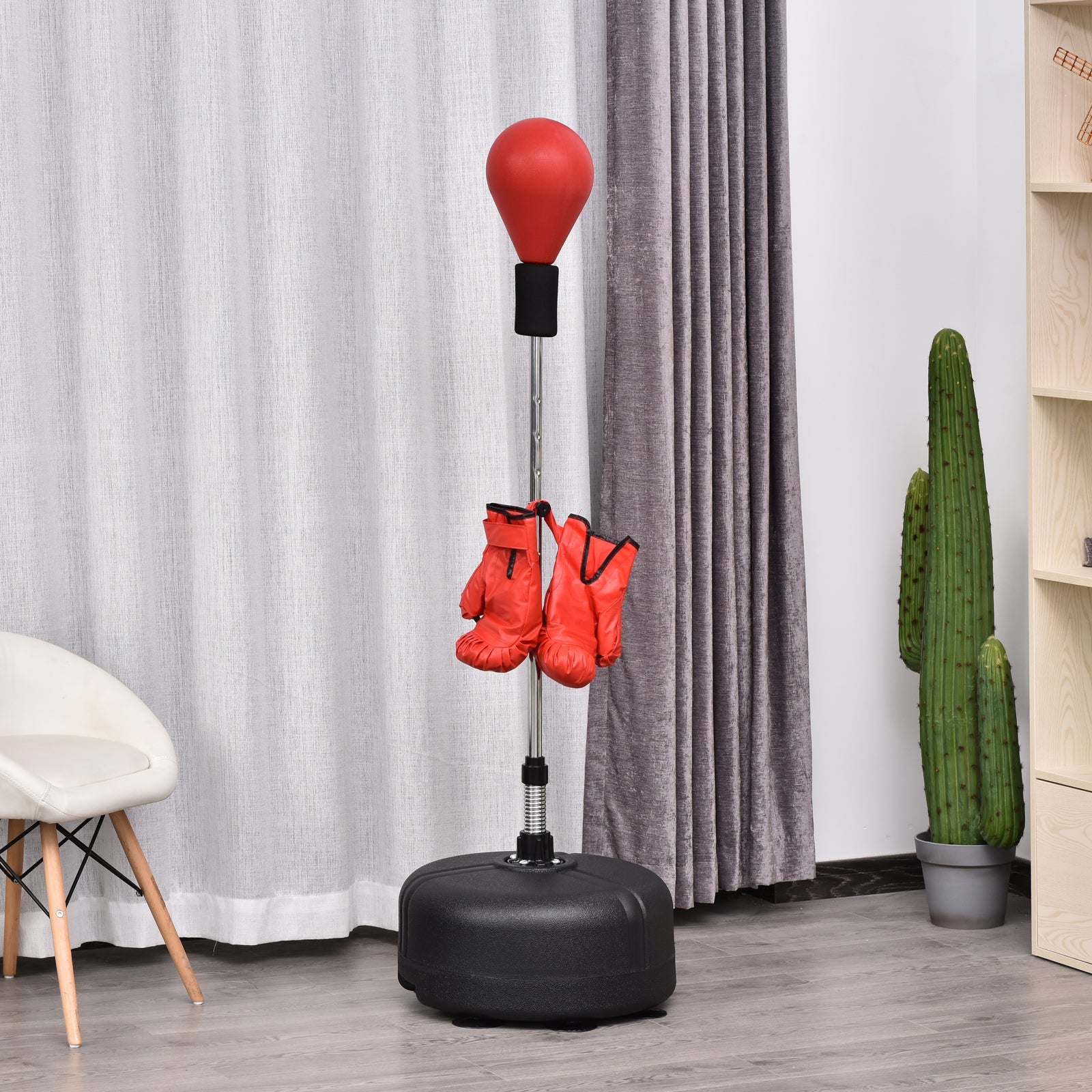 Punching Ball with Adjustable Height and Gloves Included, Ф48x136-154cm, Red