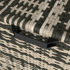 350L 2-Tier Outdoor Storage Chest with Gas Pistons, PE Rattan and Steel, 118x57x69 cm, Grey