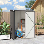 Outsunny Steel Garden Shed with Latch, 161.5 x 94.5 x 196 cm, Light Grey