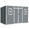 Outsunny 2-Door Tool Shed with Windows and Air Vents, Made of PP and Aluminum, 303x183x184 cm, Gray