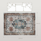 Vintage Non-Slip and Washable Short Pile Rug for Living Room and Bedroom, 230x160 cm, Multicolor