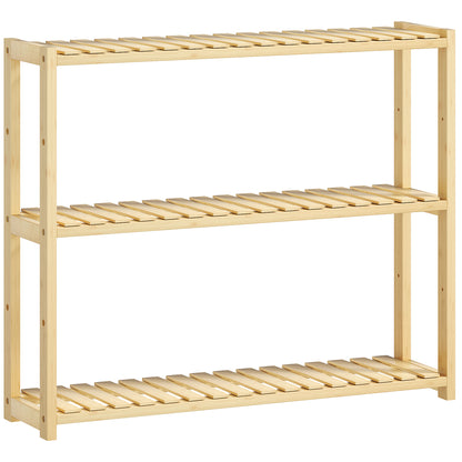 Bathroom Shelf with 3 Shelves Adjustable in 5 Positions, in Bamboo, 60x15x50 cm, color Wood