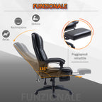 Vinsetto Height Adjustable Office Chair with 6 Massage Points, in Faux Leather, 68.5x68.5x113-121 cm, Black - Borgè