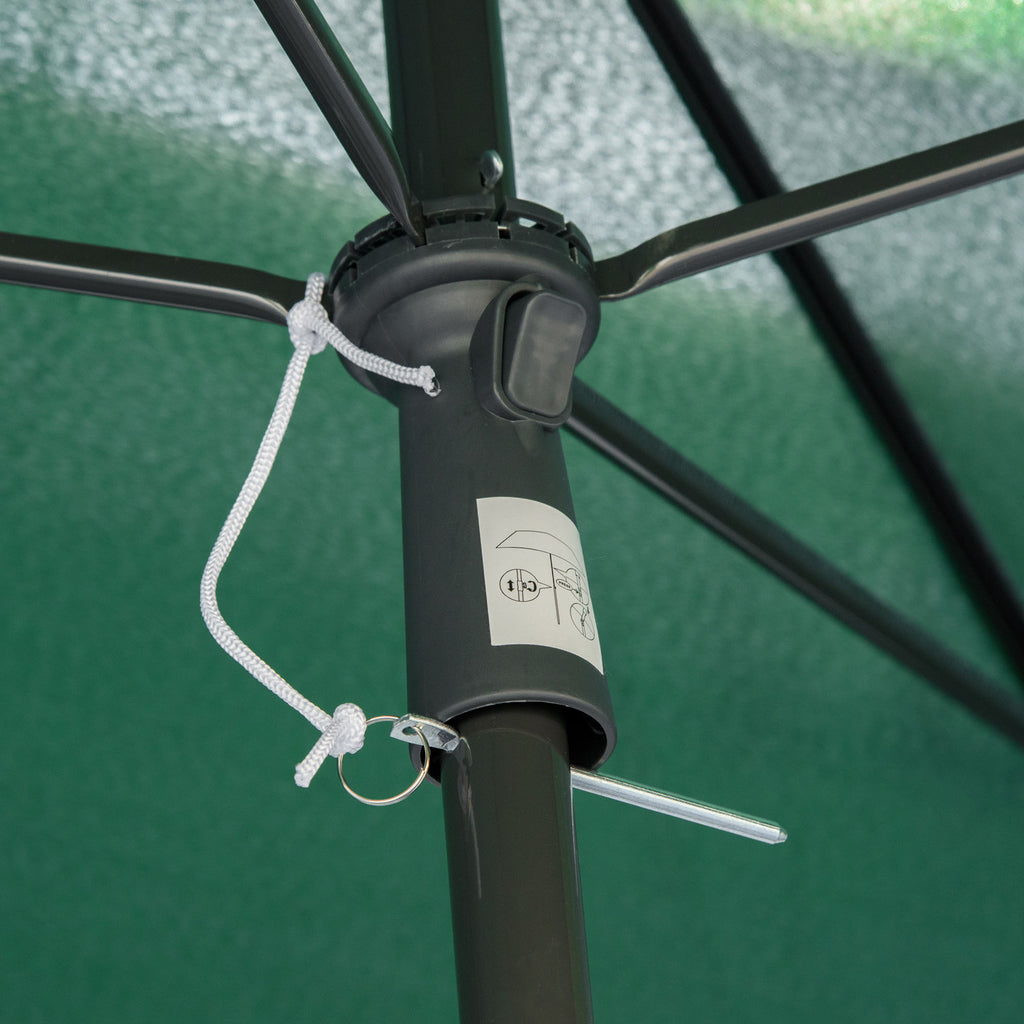Rectangular Garden Umbrella 2x2.4 m with Adjustable Inclination and Aluminum Pole, Green and Black