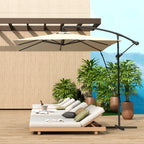 Outsunny 247x247cm Cantilever Umbrella with Cross Base and Crank Handle, in Metal and Polyester, Khaki Color