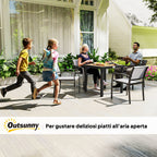 4-Seater Garden Table in Aluminum and Plastic, Black and Wood Color