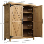 Wooden Garden Cabinet Tool Storage with 2 Doors and 4 Shelves, Sheet Metal Top, 75x40x90 cm