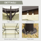 Outsunny 4x3m Garden Gazebo with Mosquito Net and Curtains, Double Roof and Anti-UV Coating, Cream