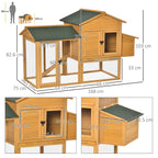 Chicken Coop with House and Open Area, Nest with Opening Roof and Wire Mesh, Yellow Wooden Chicken Coop, 168x75x103cm - Borge' Group Limited