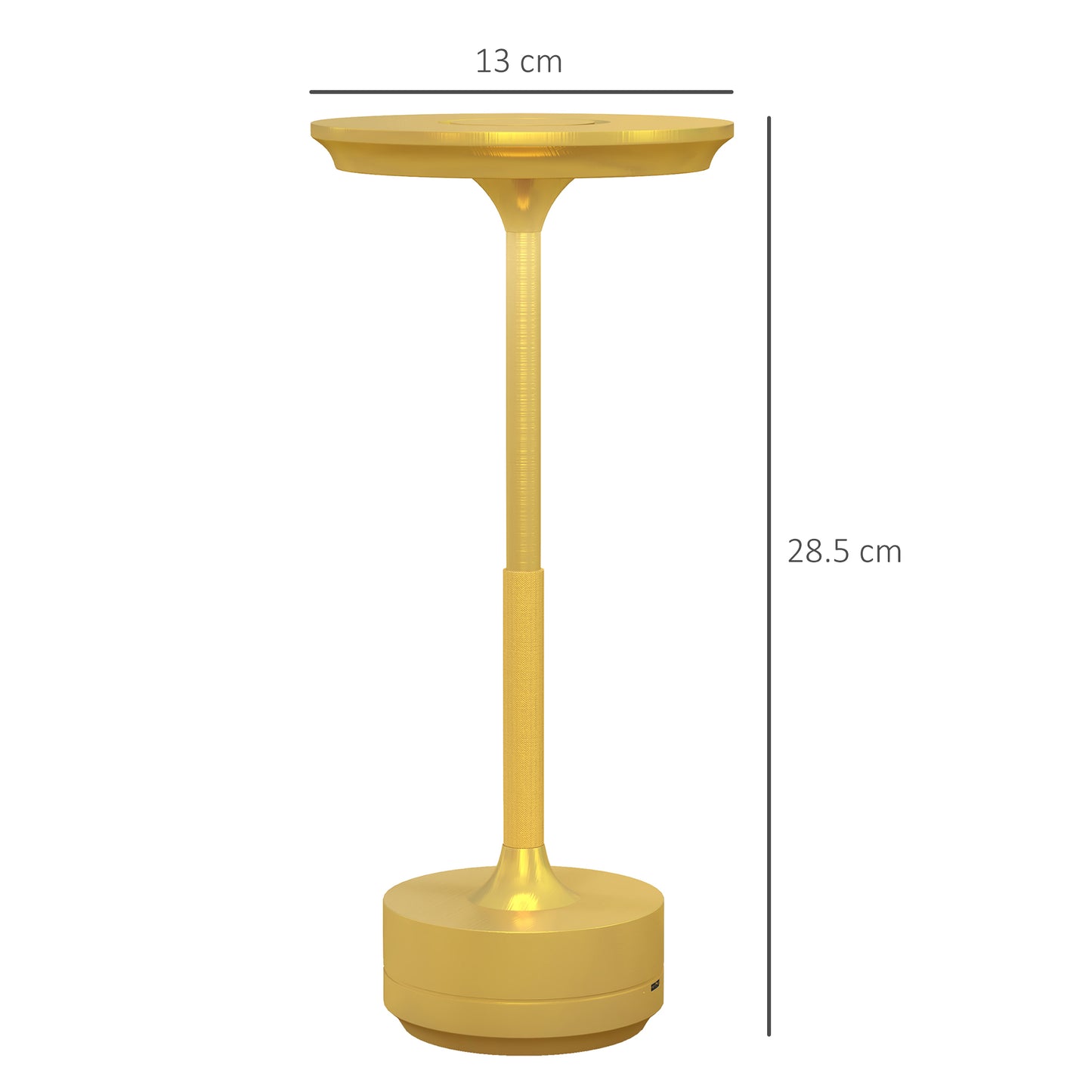 Homcom lamp without touch light LED light 3 shades and rechargeable battery, Ø13x28.5cm, gold - Borgè