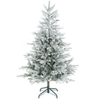 150cm Tall Snow-Covered Christmas Tree with Realistic Branches and Foldable Metal Base