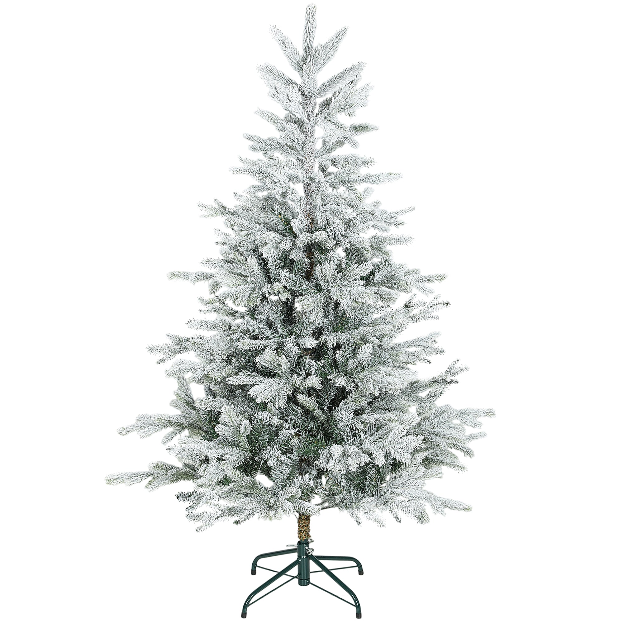 150cm Tall Snow-Covered Christmas Tree with Realistic Branches and Foldable Metal Base