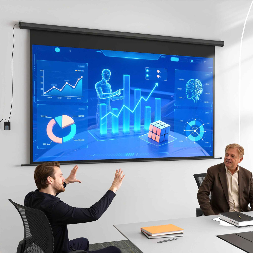 HOMCOM 120" 16:9 Motorized Projector Screen with Remote Control, Wall and Ceiling Mount, Black