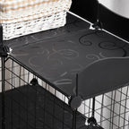 Modular and Multilevel Pet Enclosure with Ramp and 2 Doors in Steel and PP, 105x70x116 cm, Black
