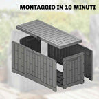 Outsunny 227L Waterproof and UV-Resistant Resin Garden Storage Box with Key Lock, 106.5x43x54.5 cm, Grey
