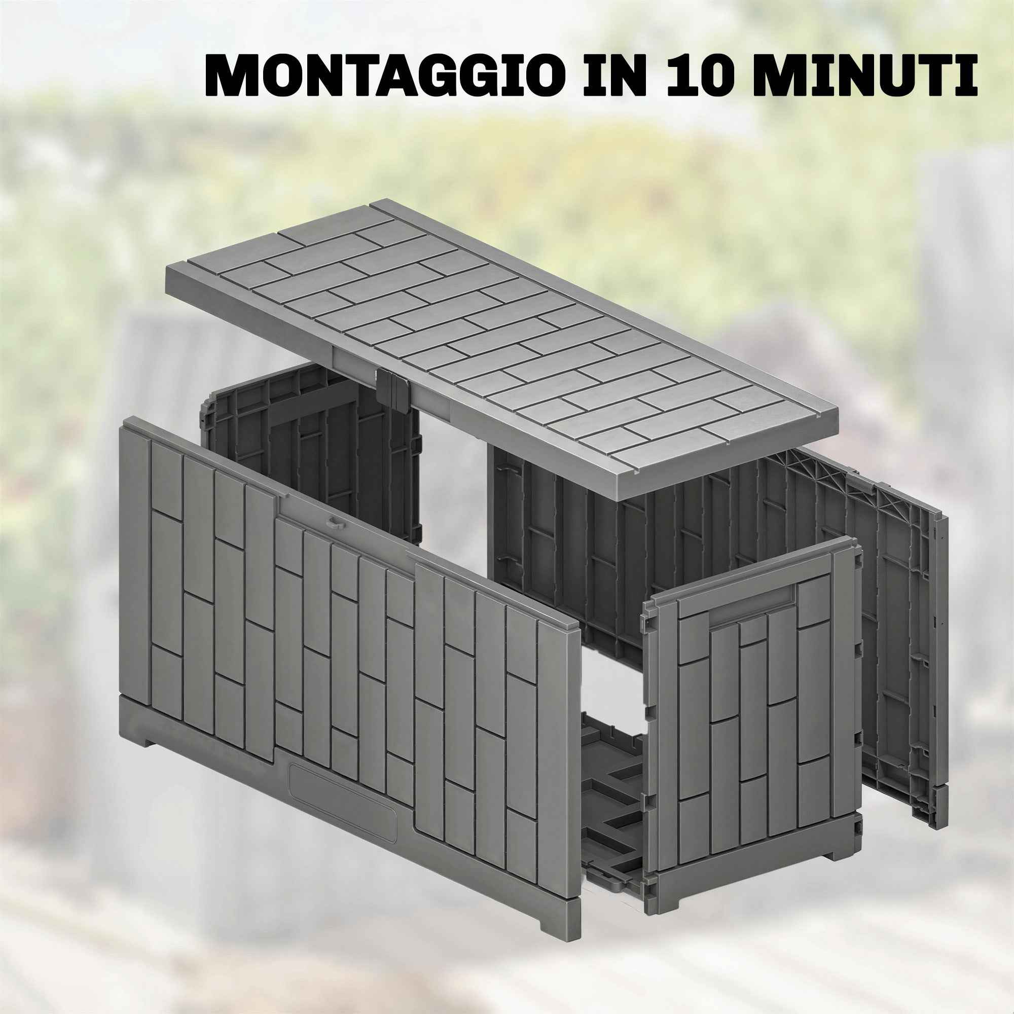 Outsunny 227L Waterproof and UV-Resistant Resin Garden Storage Box with Key Lock, 106.5x43x54.5 cm, Grey