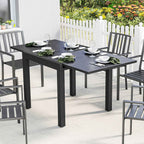 Outsunny Extendable Garden Table for 4-6 People with Slatted Top, Aluminum, 80/160x80x75 cm, Black