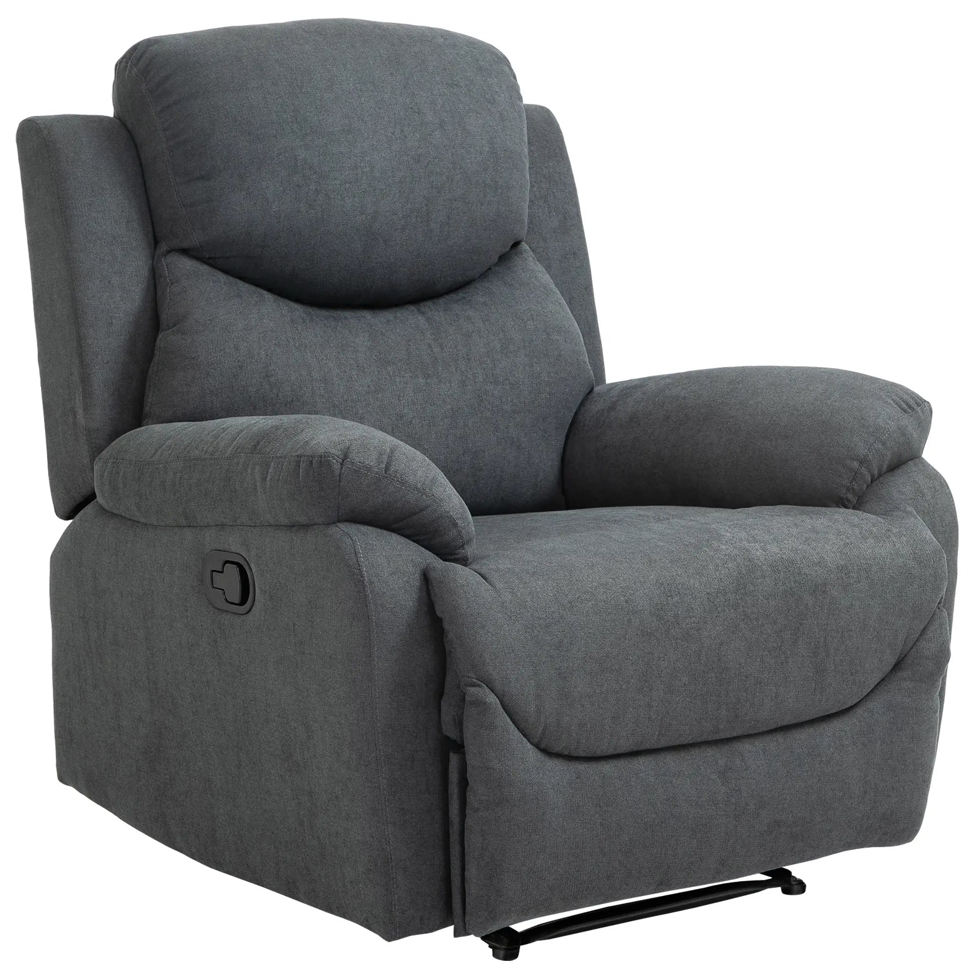 Ergonomic Manual Fabric Relax Chair, 150° Reclining Chair and Footrest for Home and Office, 93x88x102cm, Dark Grey