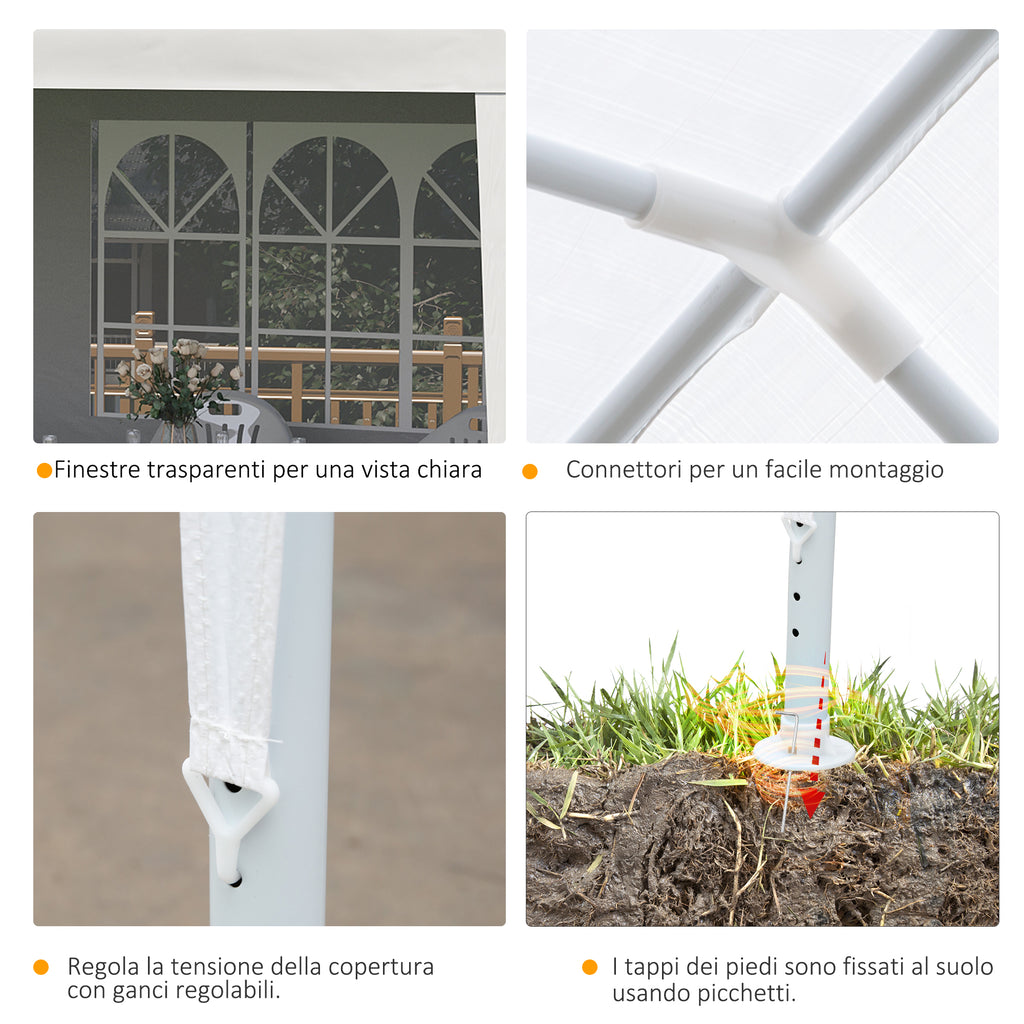 Garden Gazebo for Events with 4 Removable Walls with Windows, 5.8x2.9x2.5m, White