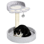 Cat Scratching Post with Bed, Jute Rope and Plush, 41x41x44 cm, Light Grey