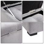 3 Piece Storage Bench Set with 2 Velvet Ottoman Stools, Pearl Grey