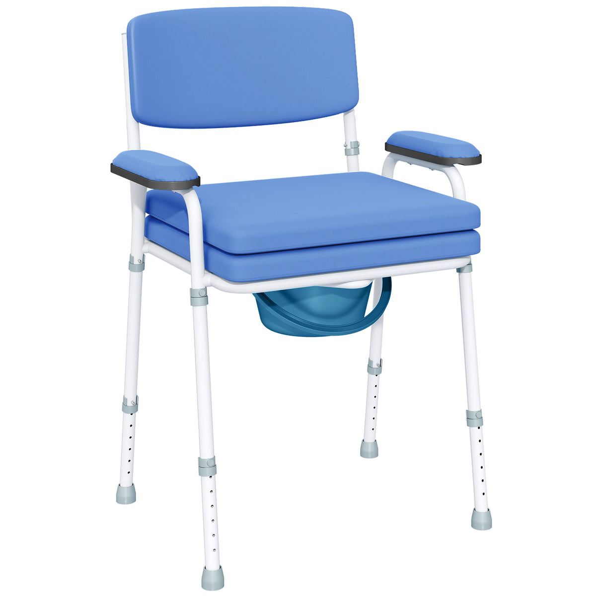 HOMCOM 5-in-1 Commode Chair for the Elderly and Disabled for Toilet and Shower, Adjustable Height and Removable Bucket, Light Blue