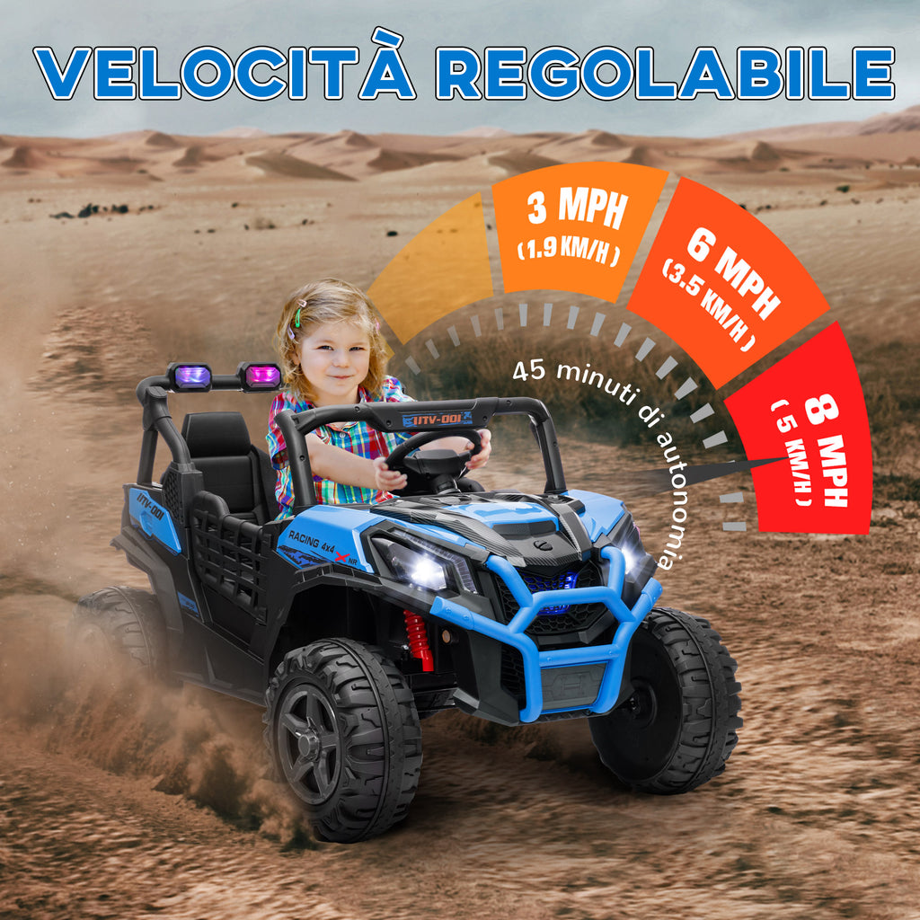 24V 2-Seater Electric Ride-On Car for Kids with Remote Control and 3 Speeds, Ages 3-8 Years, Blue
