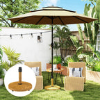 4 Wheel Umbrella Base with Brakes, in Cement and Metal, Ø48x44 cm, Wood Color