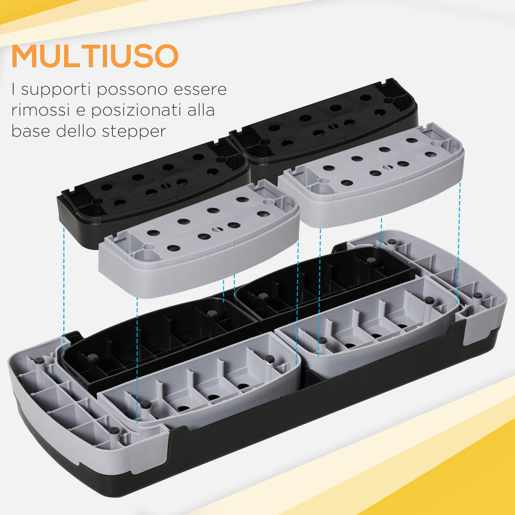 Aerobic Stepper Adjustable Height 10-15-20 cm Non-Slip, Black and Grey