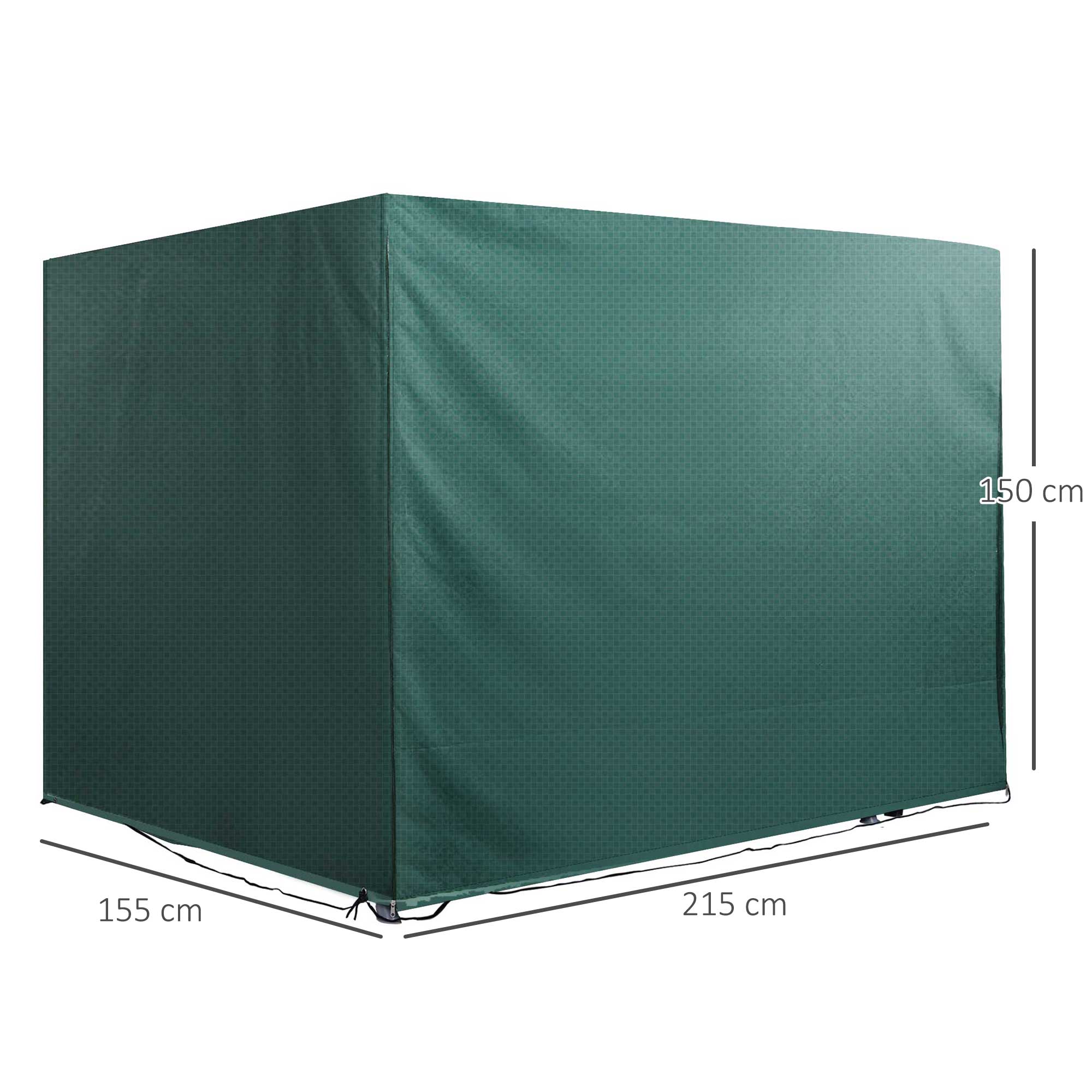 Garden Swing Cover Waterproof Anti-UV Anti-Mold with PE Fixing 215x155x150cm Green