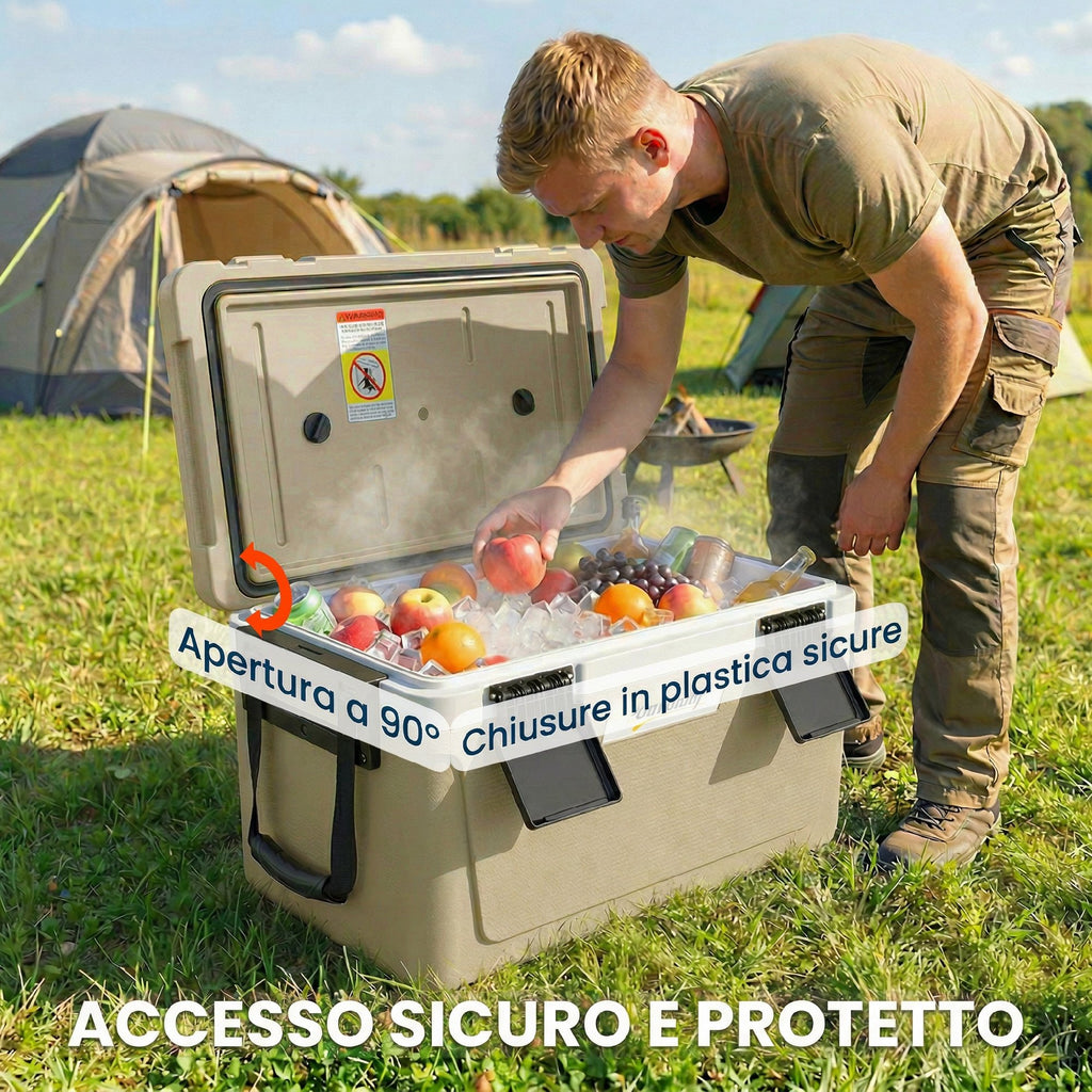 Outsunny 42.6L Insulated Portable Cooler Box with Handle, 66.6x38.5x40 cm, Khaki