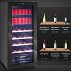 HOMCOM 92L Wine Refrigerator with Adjustable Shelves for 20 Bottles and 50 Cans, 43x45x94 cm, Black